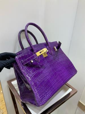 wholesale quality hermes birkin 30 shinny niloticus crocodile 9g amethyst